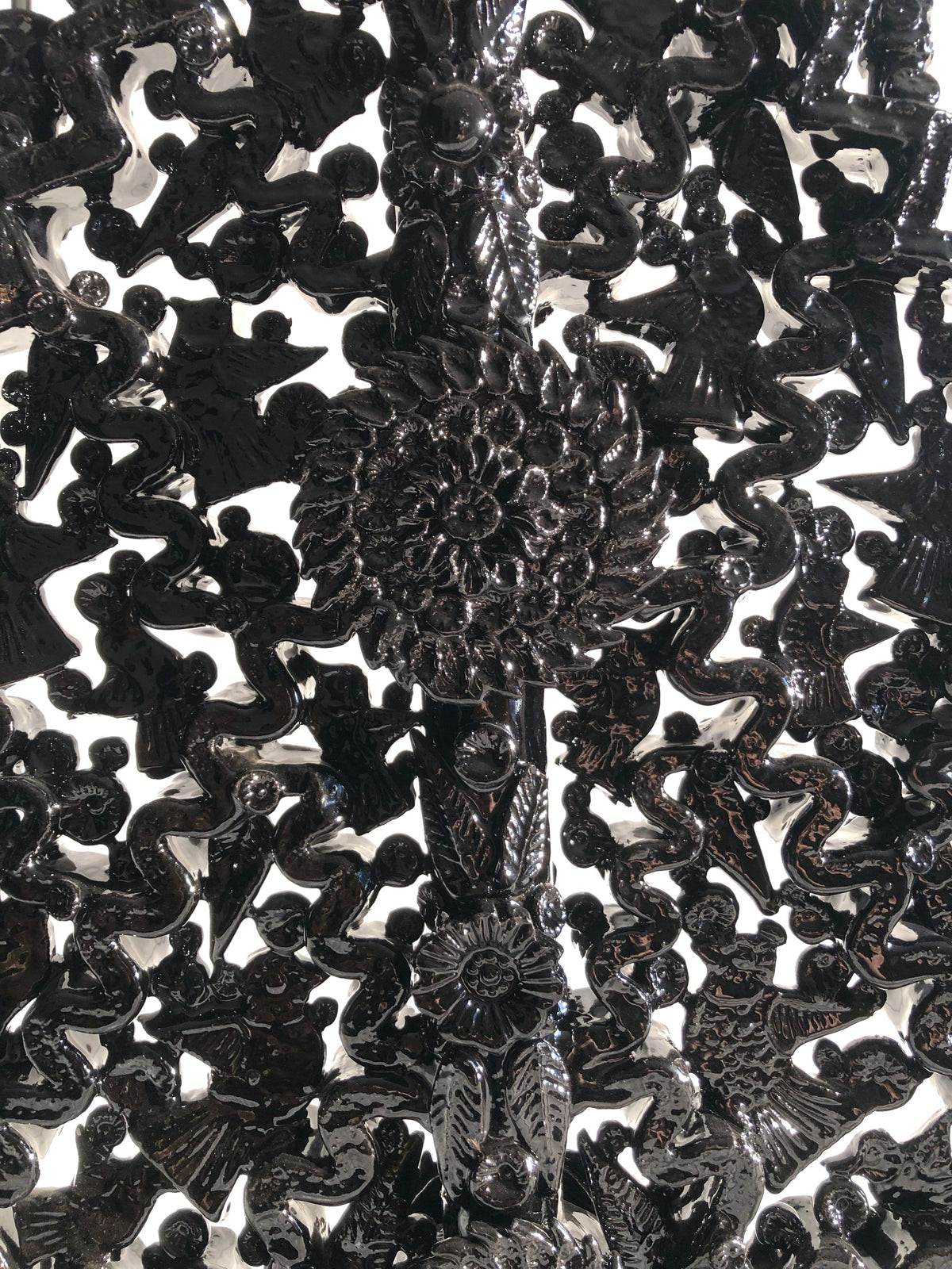 Candelero negro de 25 velas - Barro vidriado - 63 cm. 25 in.