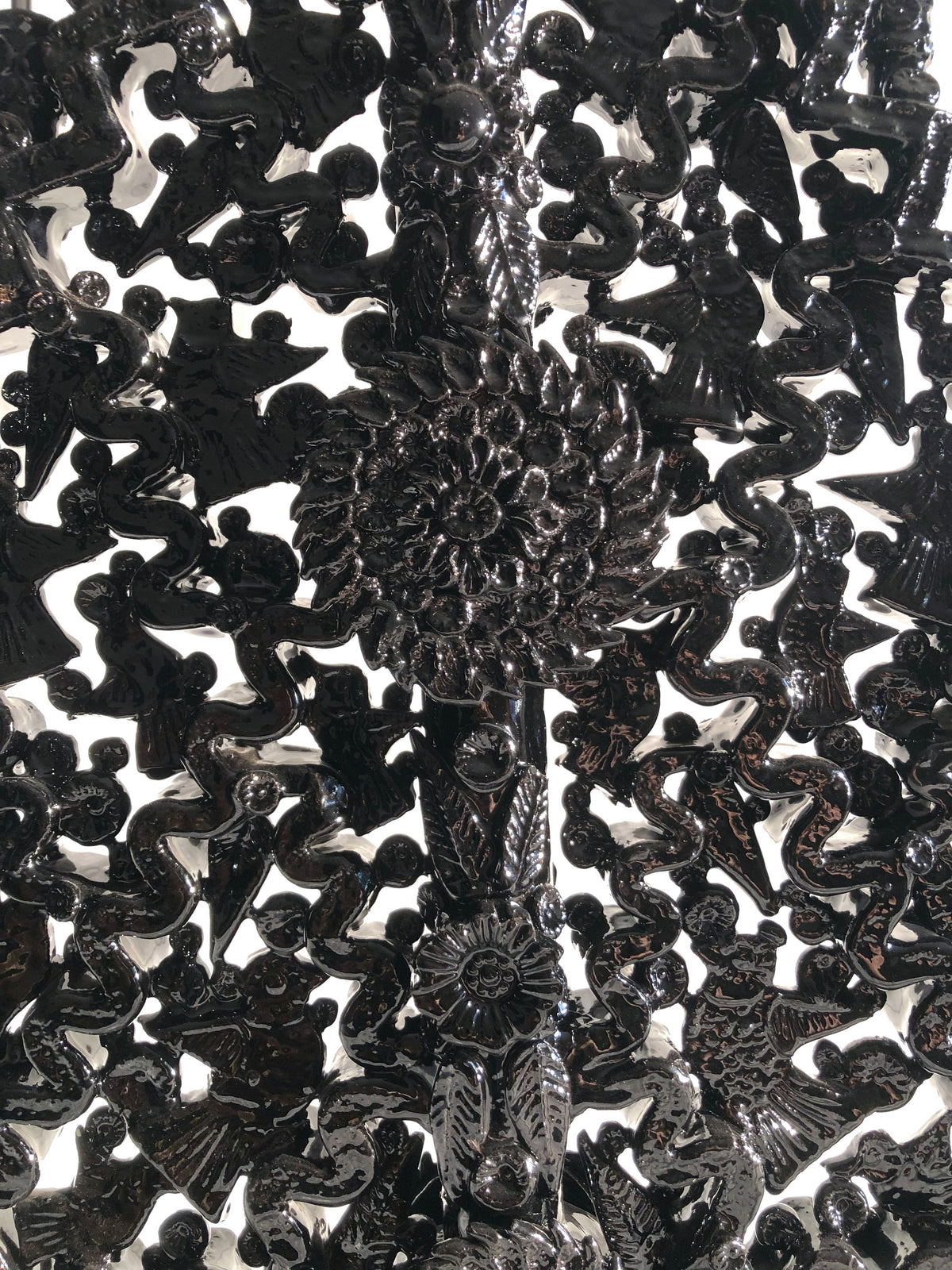 Candelero negro de 25 velas - Barro vidriado - 63 cm. 25 in. - En produccion Candelabros