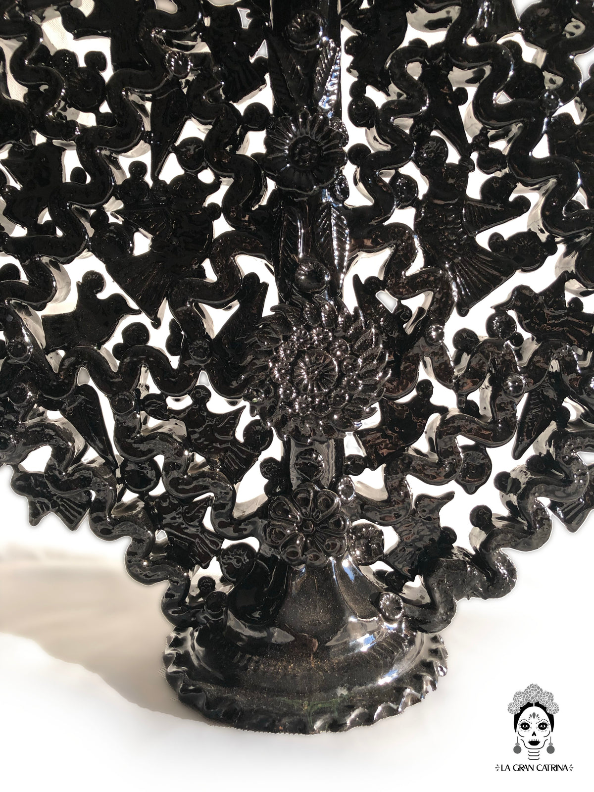 Candelero negro de 25 velas - Barro vidriado - 63 cm. 25 in. - En produccion Candelabros