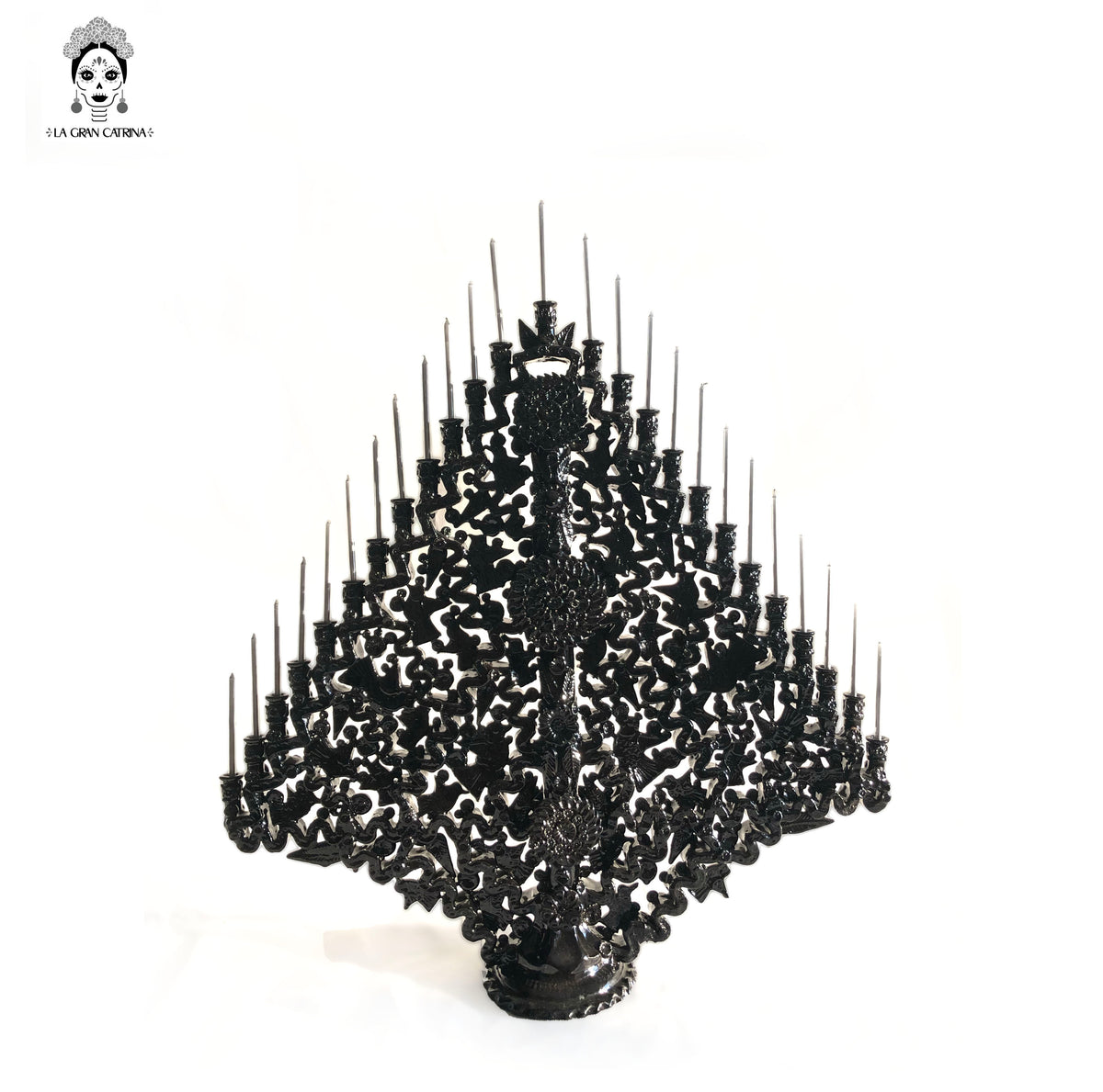 Candelero negro de 25 velas - Barro vidriado - 63 cm. 25 in. - En produccion Candelabros