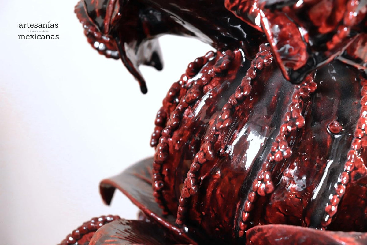 Piña michoacana de barro - Flor de Jamaica - 101 cm. 40 in. - Sobre pedido