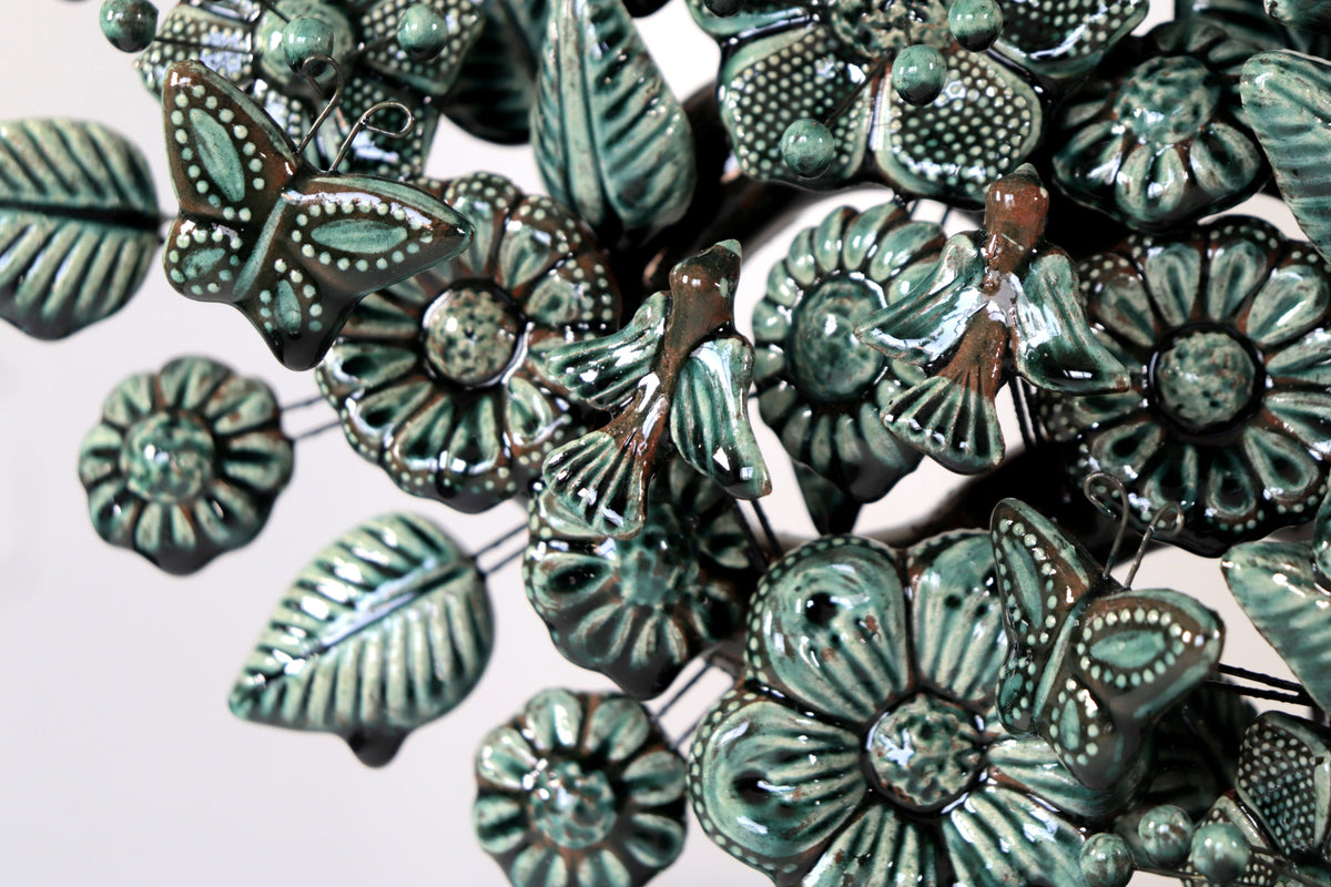 Árbol de la vida verde vidriado - 55 cm. 21.6 in.