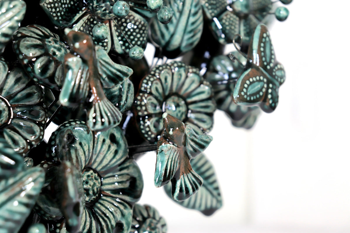 Árbol de la vida verde vidriado - 55 cm. 21.6 in.