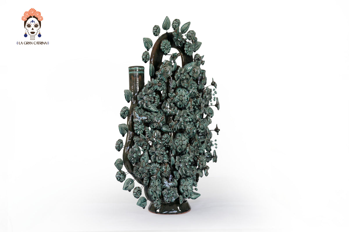 Árbol de la vida verde vidriado - 55 cm. 21.6 in.