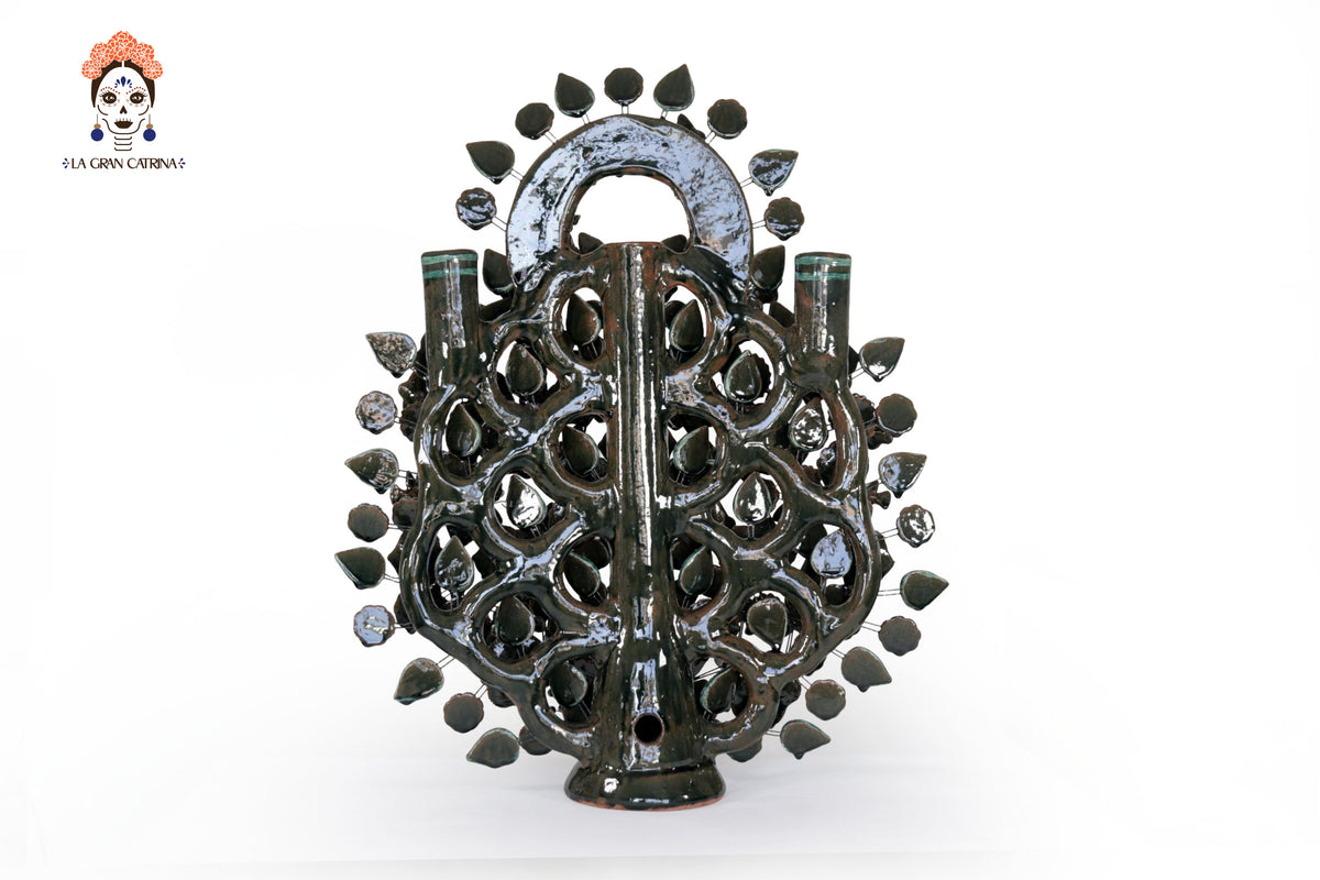 Árbol de la vida verde vidriado - 55 cm. 21.6 in.