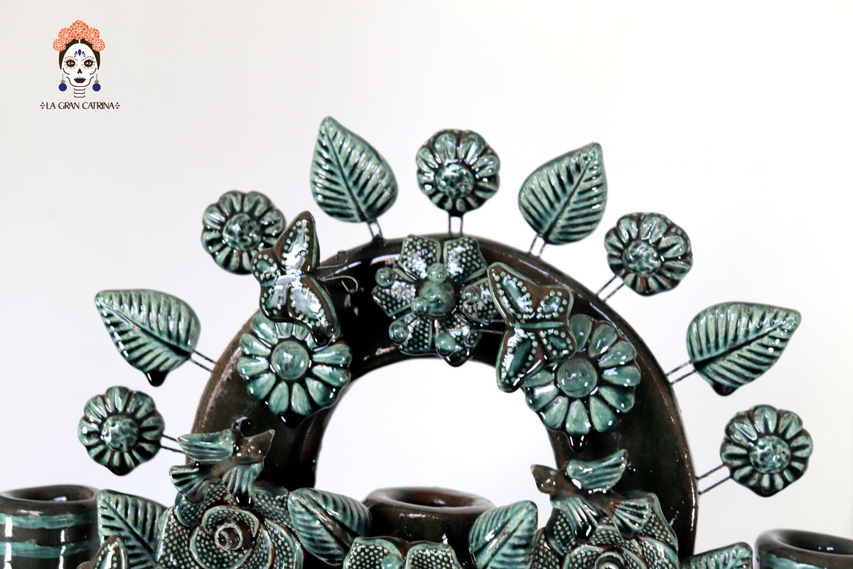 Árbol de la vida verde vidriado - 55 cm. 21.6 in.