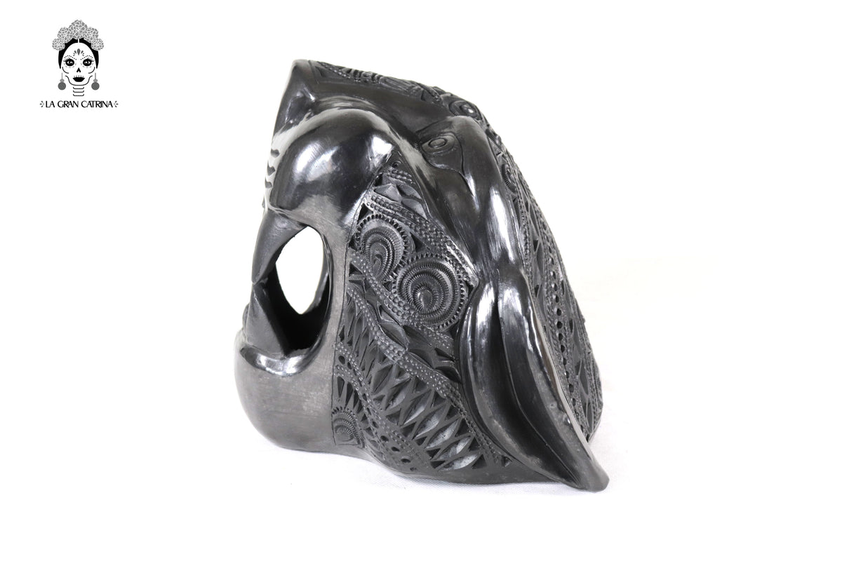 Cabeza de Jaguar de Barro Negro - 22 cm. 8.7 in. Barro negro