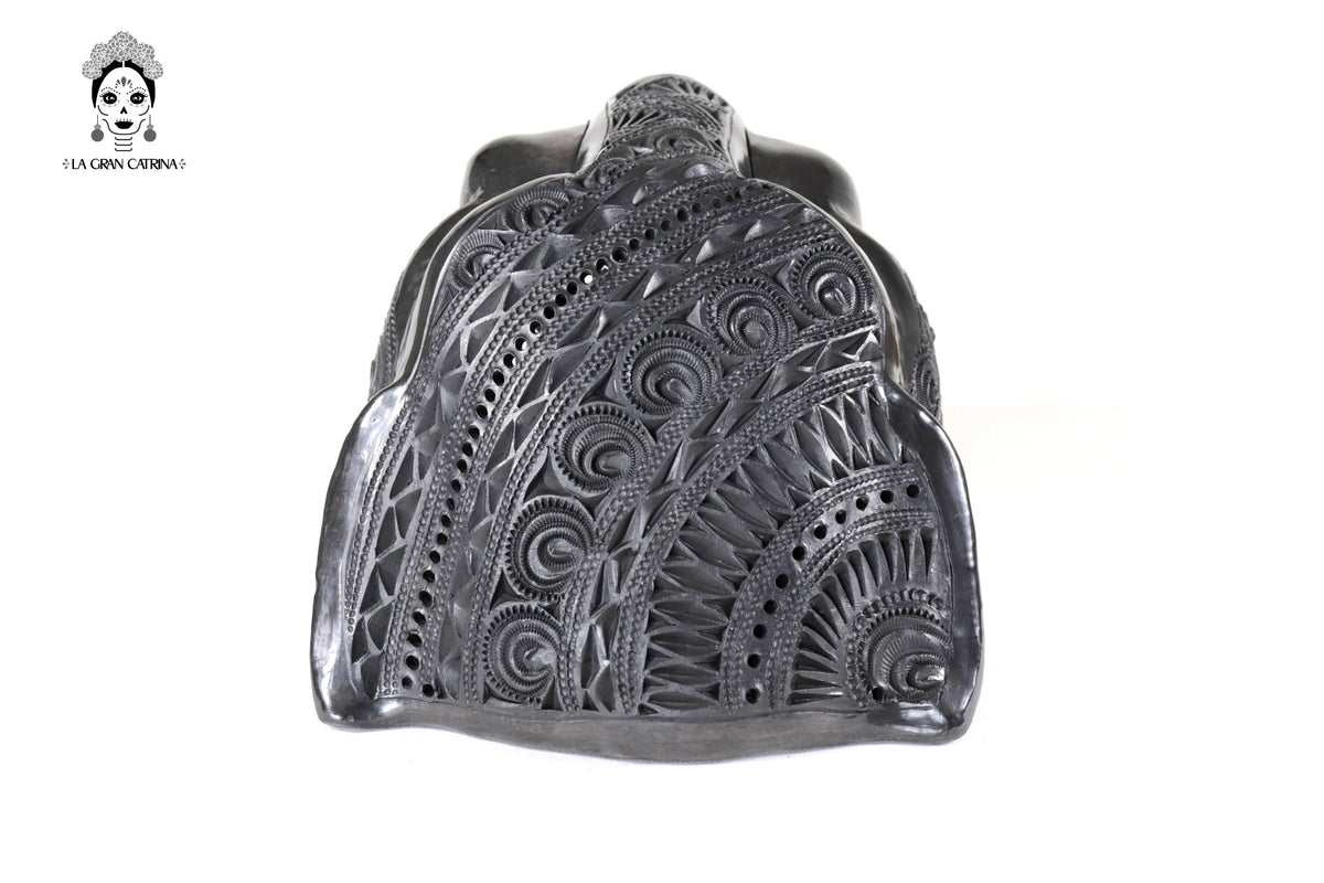 Cabeza de Jaguar de Barro Negro - 22 cm. 8.7 in. Barro negro