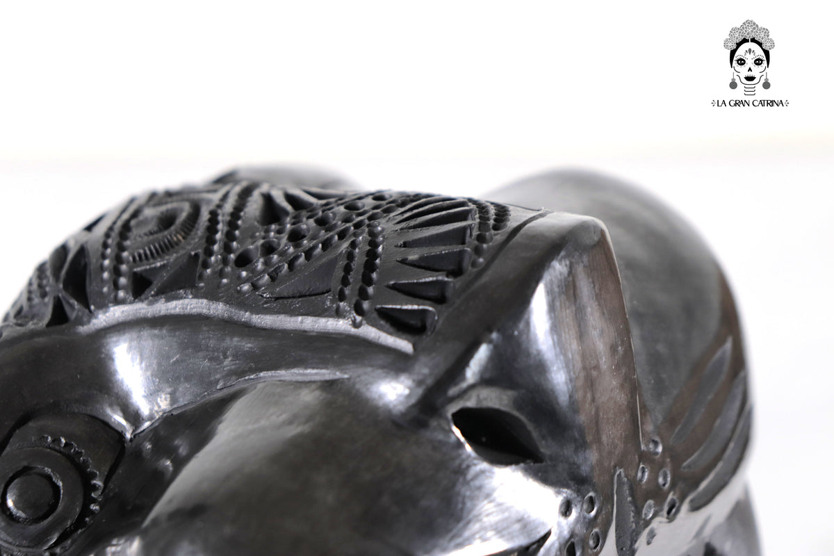 Cabeza de Jaguar de Barro Negro - 22 cm. 8.7 in. Barro negro