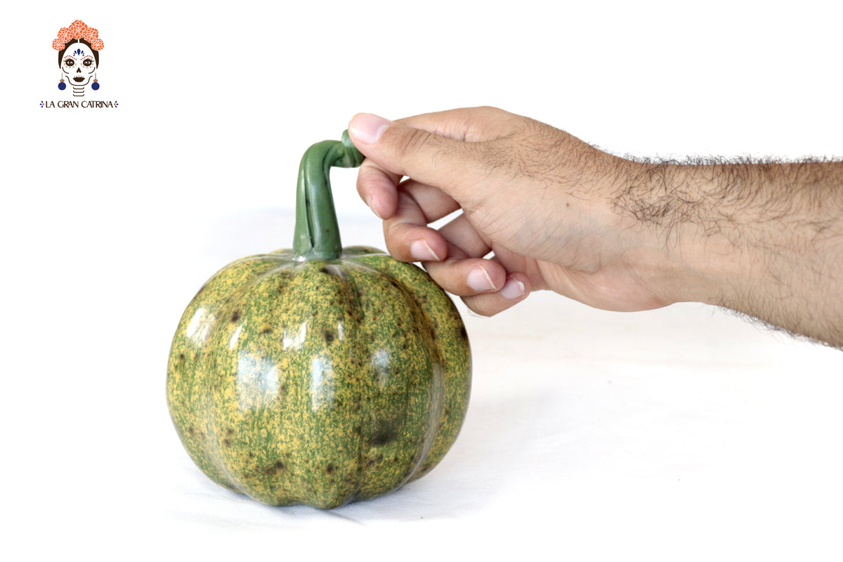 Set 3 Calabazas Artesanales Decorativas Verdes - 22 cm - 8.7 in. Calabaza