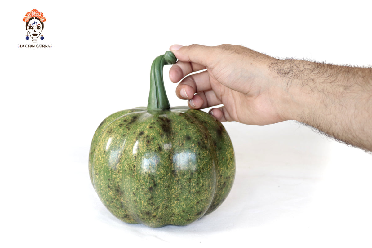 Set 3 Calabazas Artesanales Decorativas Verdes - 22 cm - 8.7 in. Calabaza