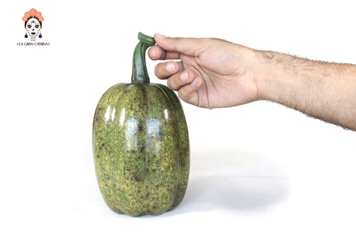 Set 3 Calabazas Artesanales Decorativas Verdes - 22 cm - 8.7 in. Calabaza