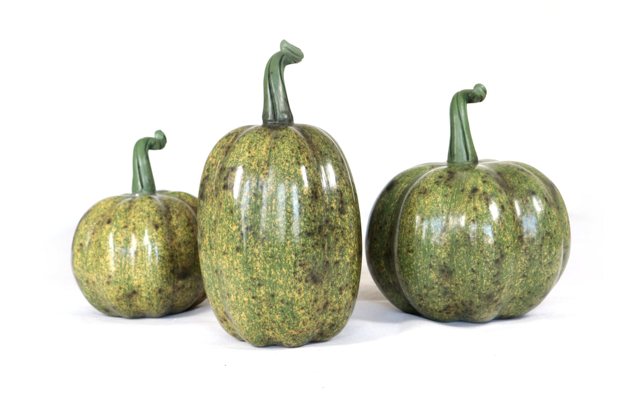 Set 3 Calabazas Artesanales Decorativas Verdes - 22 cm - 8.7 in. Calabaza
