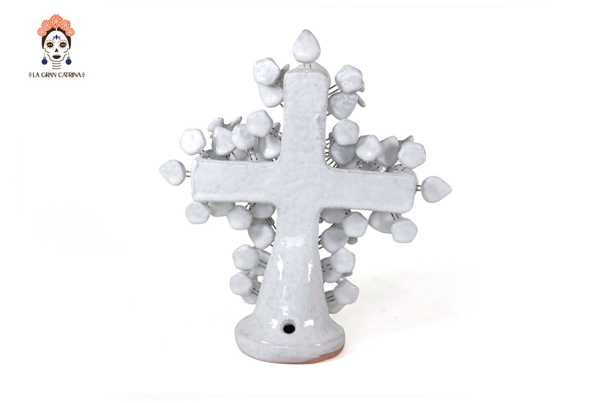 Cruz blanca vidriada de 22 cm. - 8.6 in.