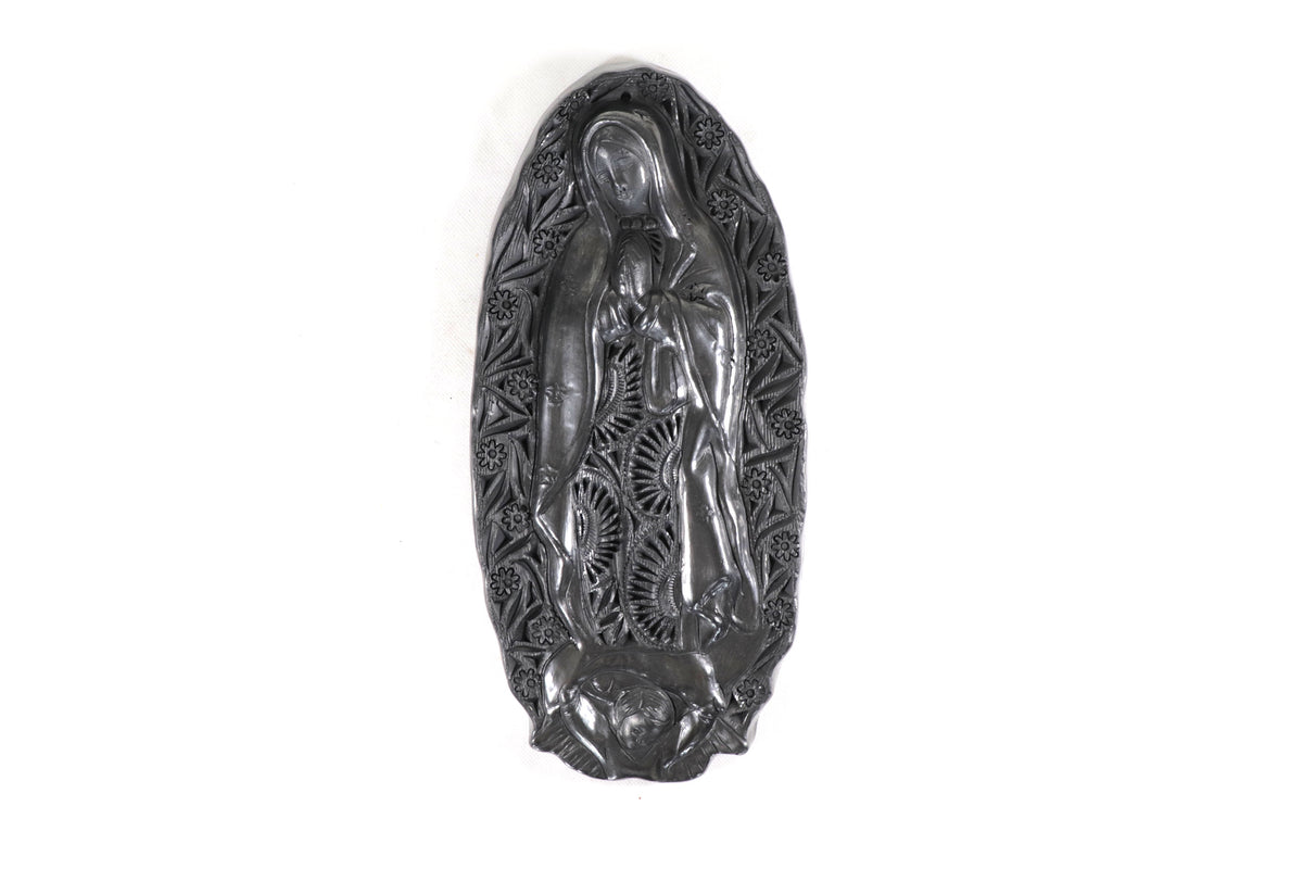 Virgen de Guadalupe en Barro Negro 32 cm. 12.6 in. Barro negro