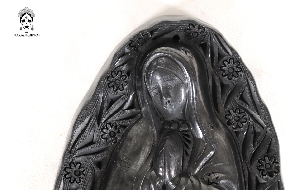 Virgen de Guadalupe en Barro Negro 32 cm. 12.6 in. Barro negro