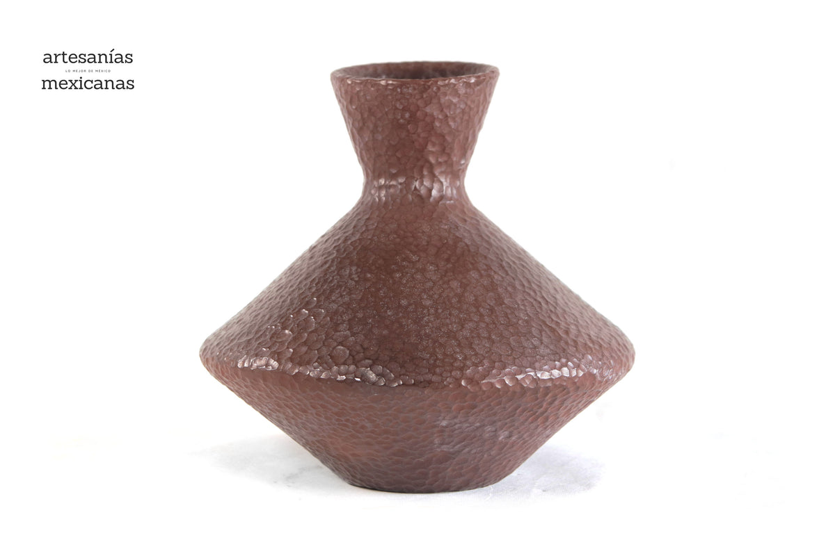 Jarrón moderno de barro martillado rojo - 25 cm. 10 in. Artesanía