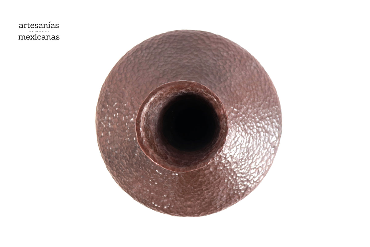 Jarrón moderno de barro martillado rojo - 25 cm. 10 in. Artesanía