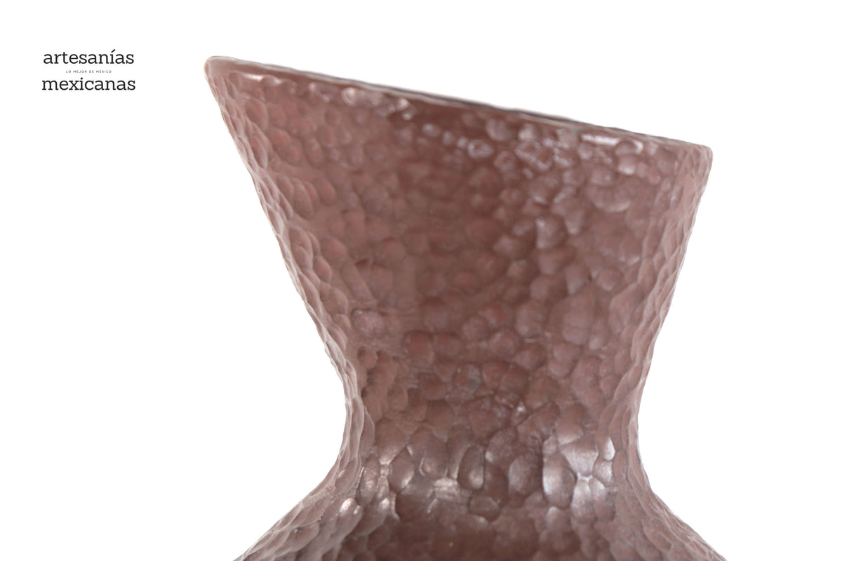 Jarrón moderno de barro martillado rojo - 25 cm. 10 in. Artesanía