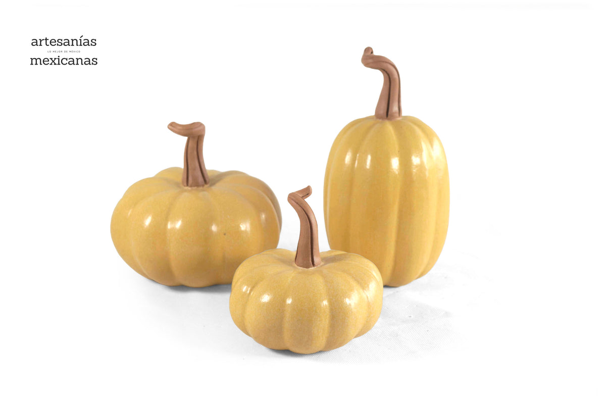 Juego de 3 calabazas amarillas Calabaza