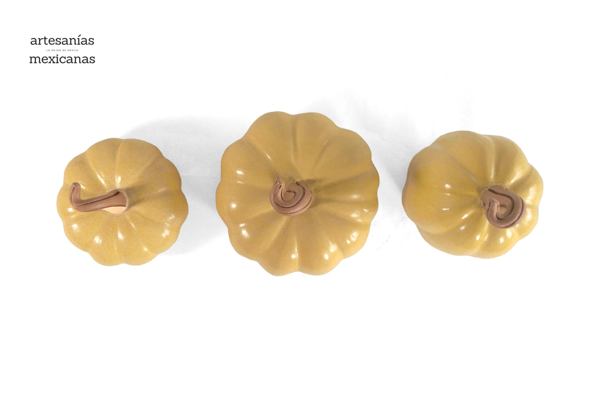 Juego de 3 calabazas amarillas Calabaza