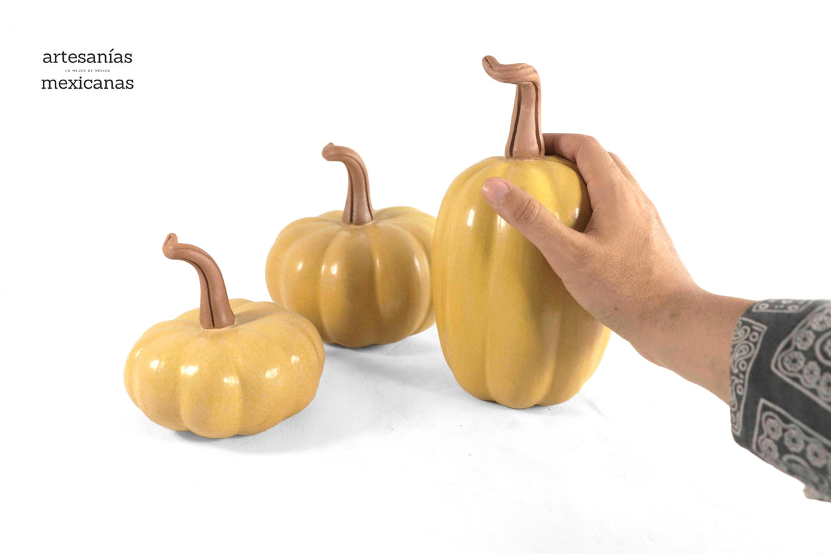 Juego de 3 calabazas amarillas Calabaza