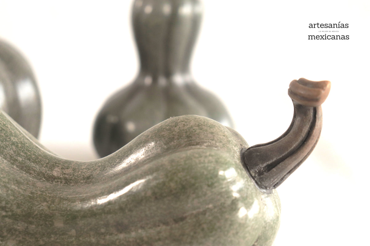 Juego de 3 calabazas verde grisáceo Calabaza