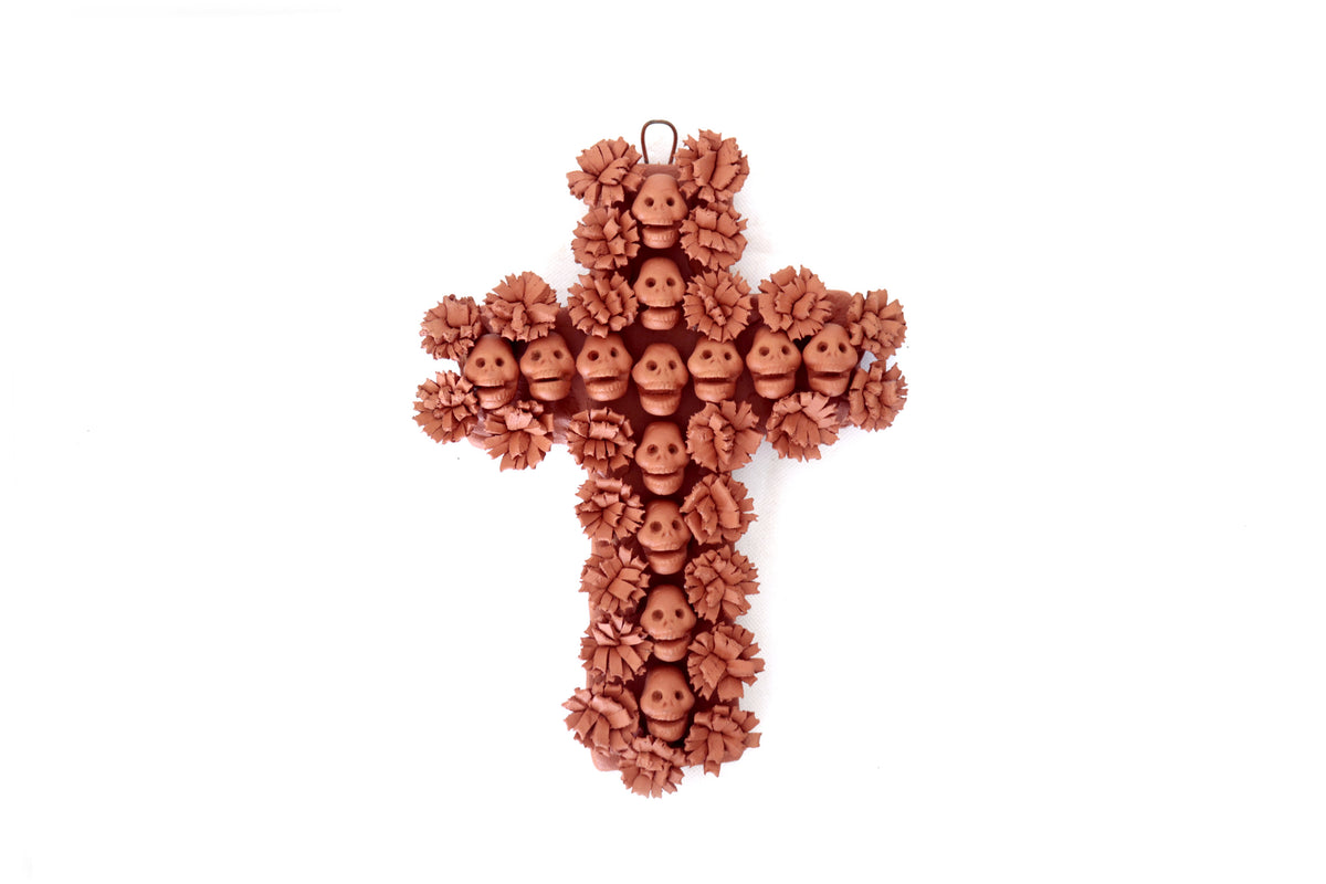 Cruz de Día de Muertos Barro 24 cm. 10 in. Artesanía