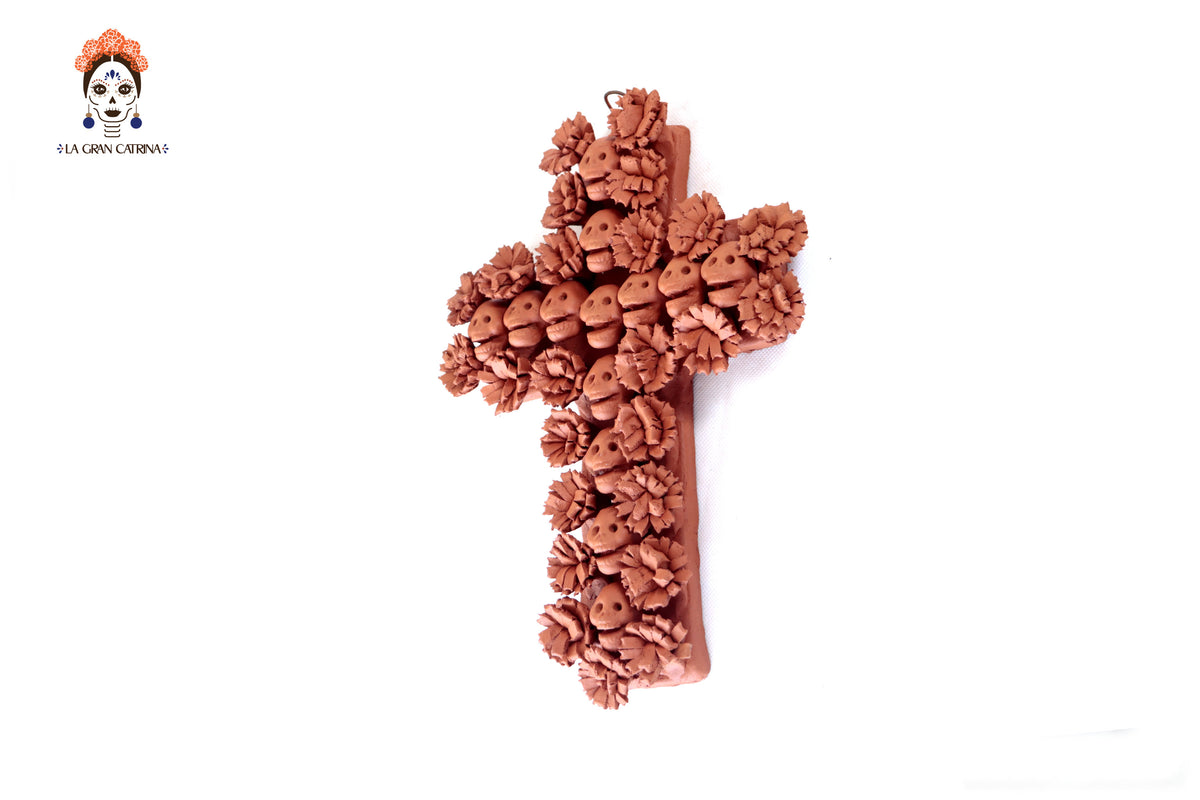 Cruz de Día de Muertos Barro 24 cm. 10 in. Artesanía