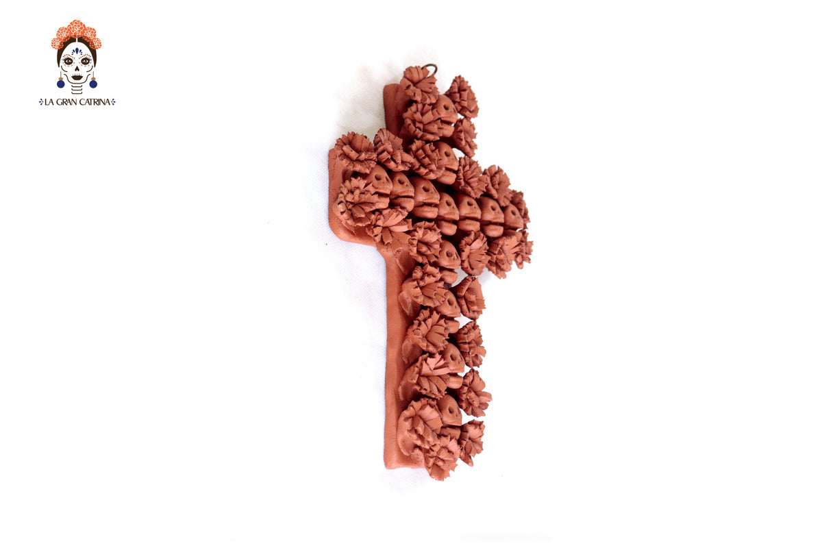 Cruz de Día de Muertos Barro 24 cm. 10 in. Artesanía