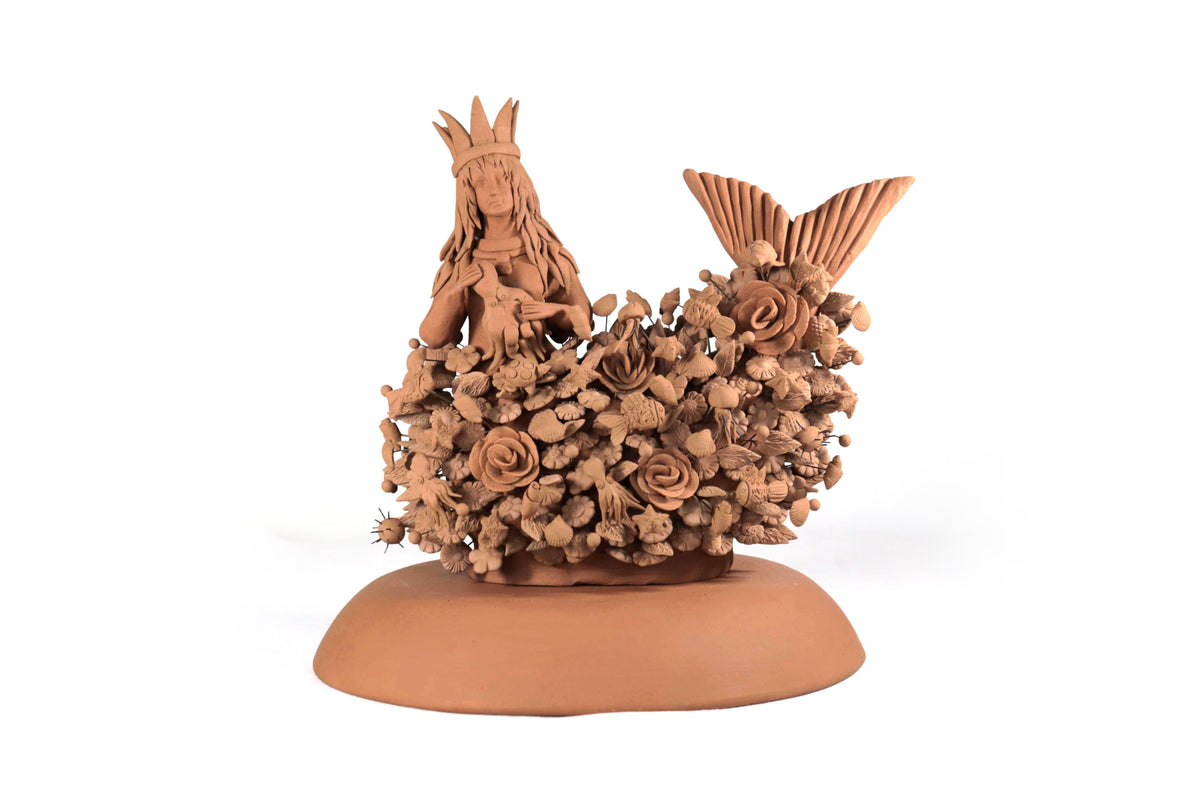 La Tlanchana de barro natural - 30 cm. 11.8 in. Artesanía