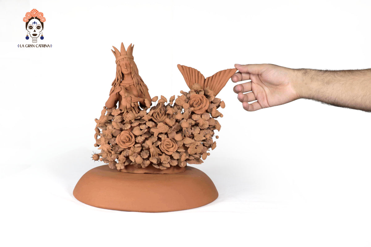 La Tlanchana de barro natural - 30 cm. 11.8 in. Artesanía