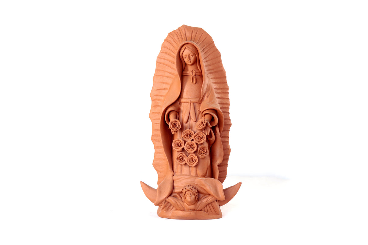 Virgen de Guadalupe - Barro natural - 30 Cm. 11.8 in. Artesanía