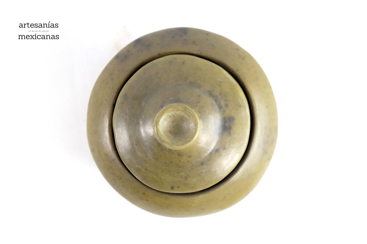 Azucarera verde olivo - 12 cm. 4.7 in. - Artesanía al Mayoreo