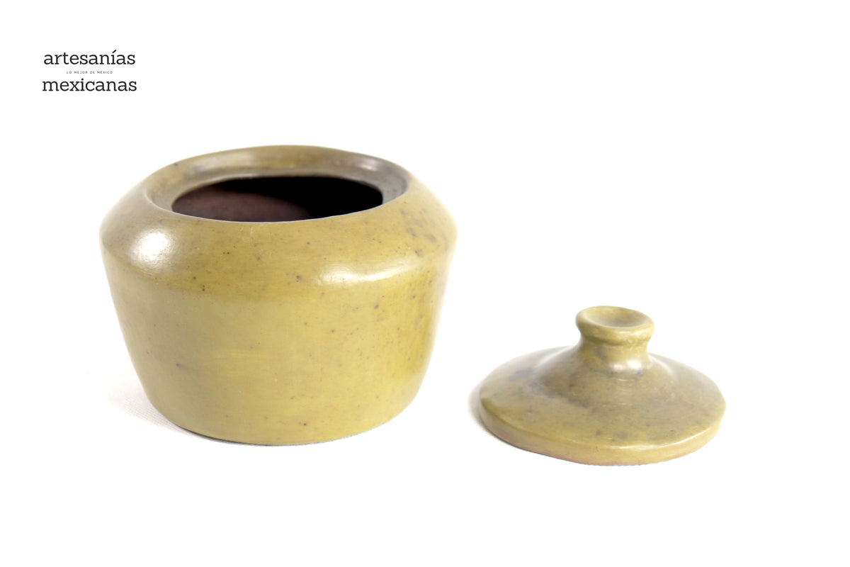 Azucarera verde olivo - 12 cm. 4.7 in. - Artesanía al Mayoreo