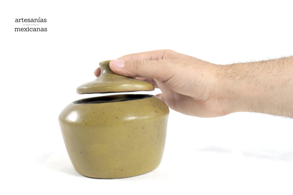 Azucarera verde olivo - 12 cm. 4.7 in. - Artesanía al Mayoreo