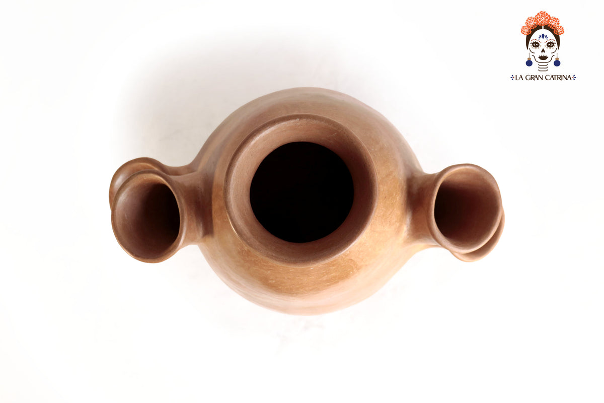 Jarrón Mixe Ancestral con 5 Bocas y Asas Inferiores - 35.3 cm. 13.9 in. Mixe