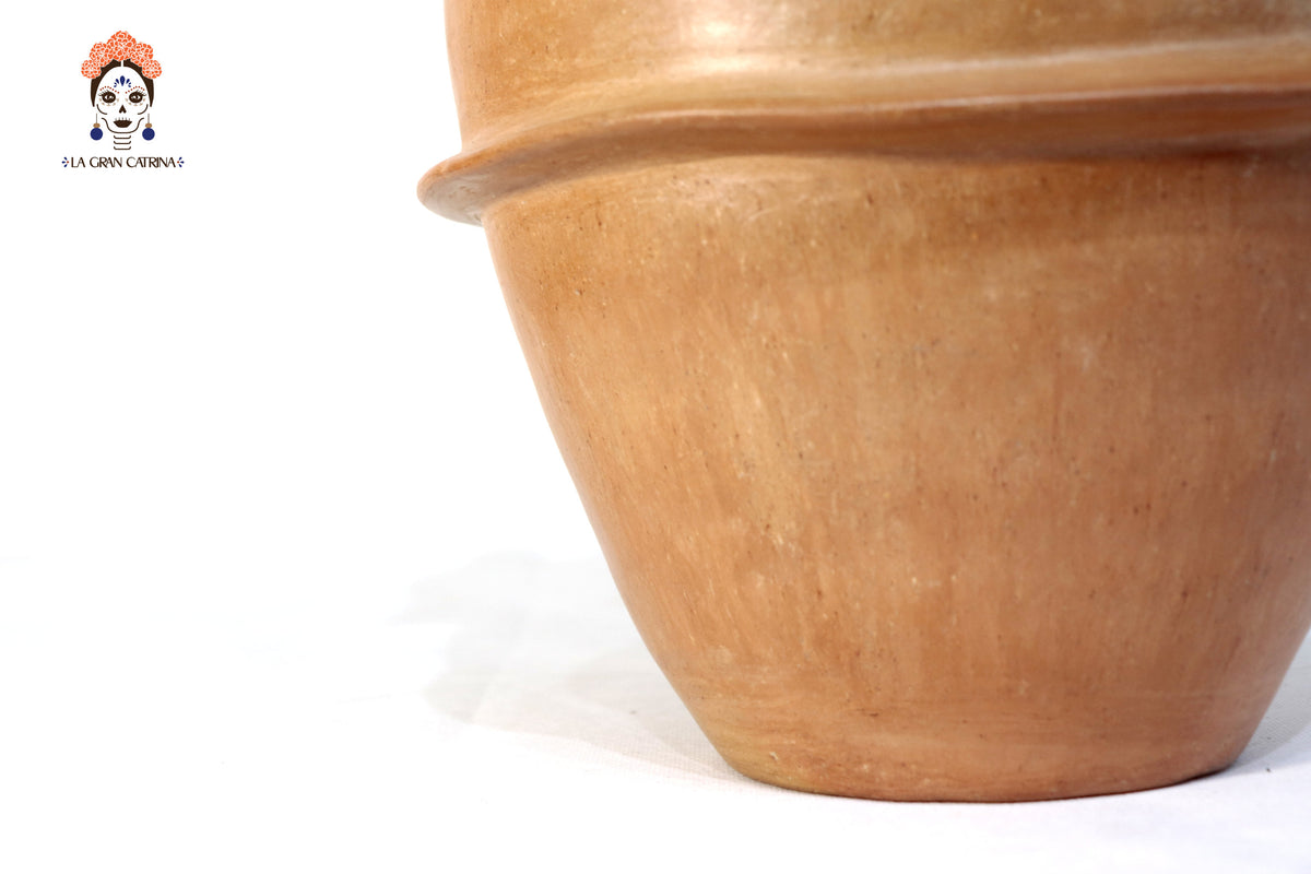 Vasija Mixe Huipil Tlahui de Barro Natural - 38 Cm. 14.9 In. Mixe