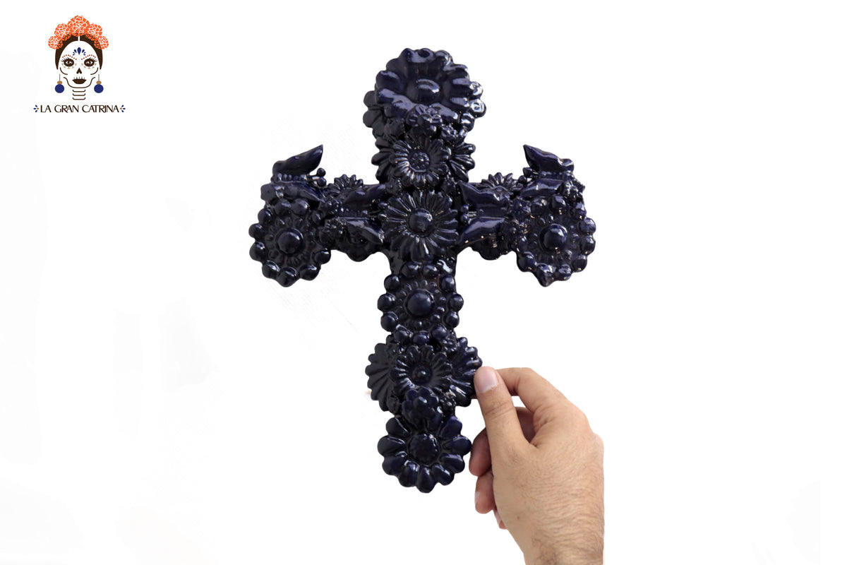 Cruz Azul de Pared - 28 cm. 11 in. Vidriado Santa Fe