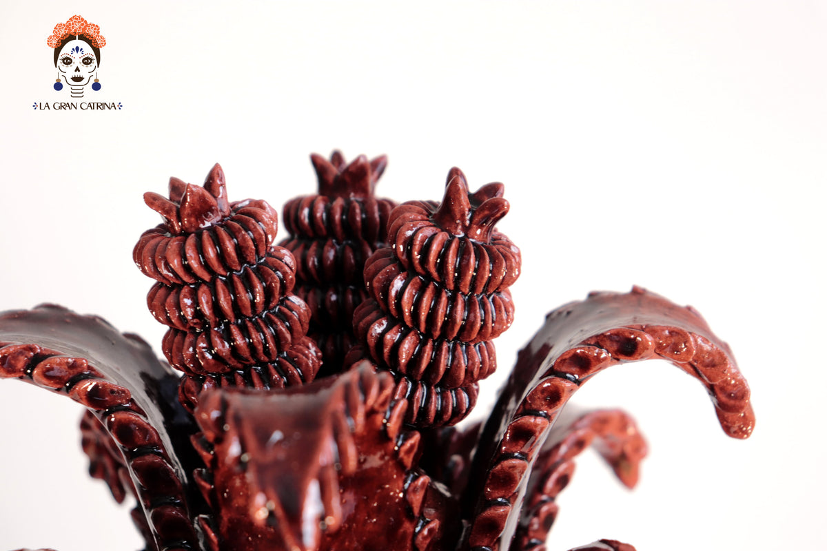 Piña Michoacana Roja con Hojas Curveadas - 48 cm. 19 in. Piña