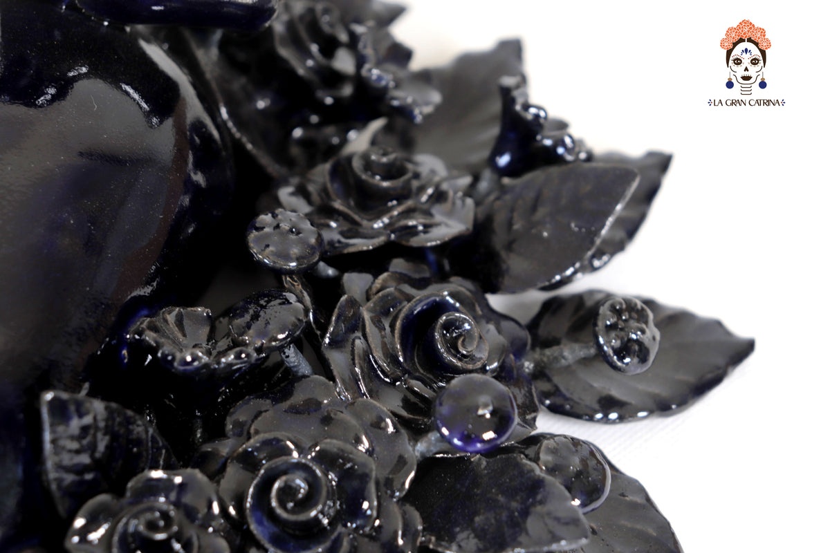 Corazon Azul de pared - Barro vidriado - 38.5 cm. 15.1 in.