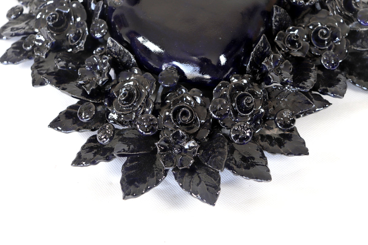 Corazon Azul de pared - Barro vidriado - 38.5 cm. 15.1 in.