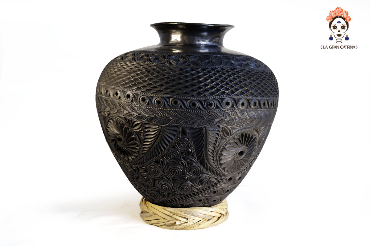 Tibor Grande Artesanal de Barro Negro 50 cm. 19.6 in. Barro negro