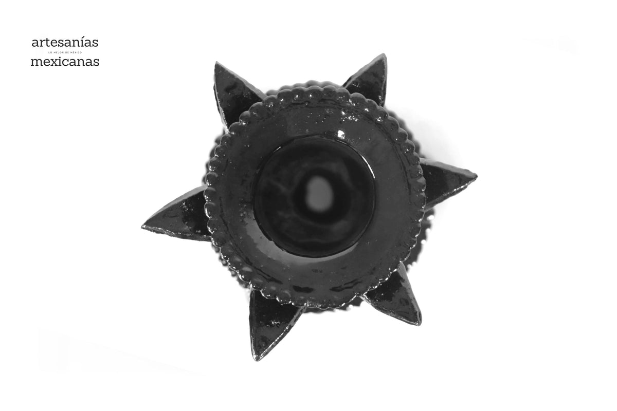 Set de 3 Candeleros negros con hojas - Barro vidriado Candelabros