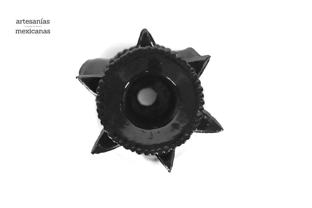 Set de 3 Candeleros negros con hojas - Barro vidriado Candelabros
