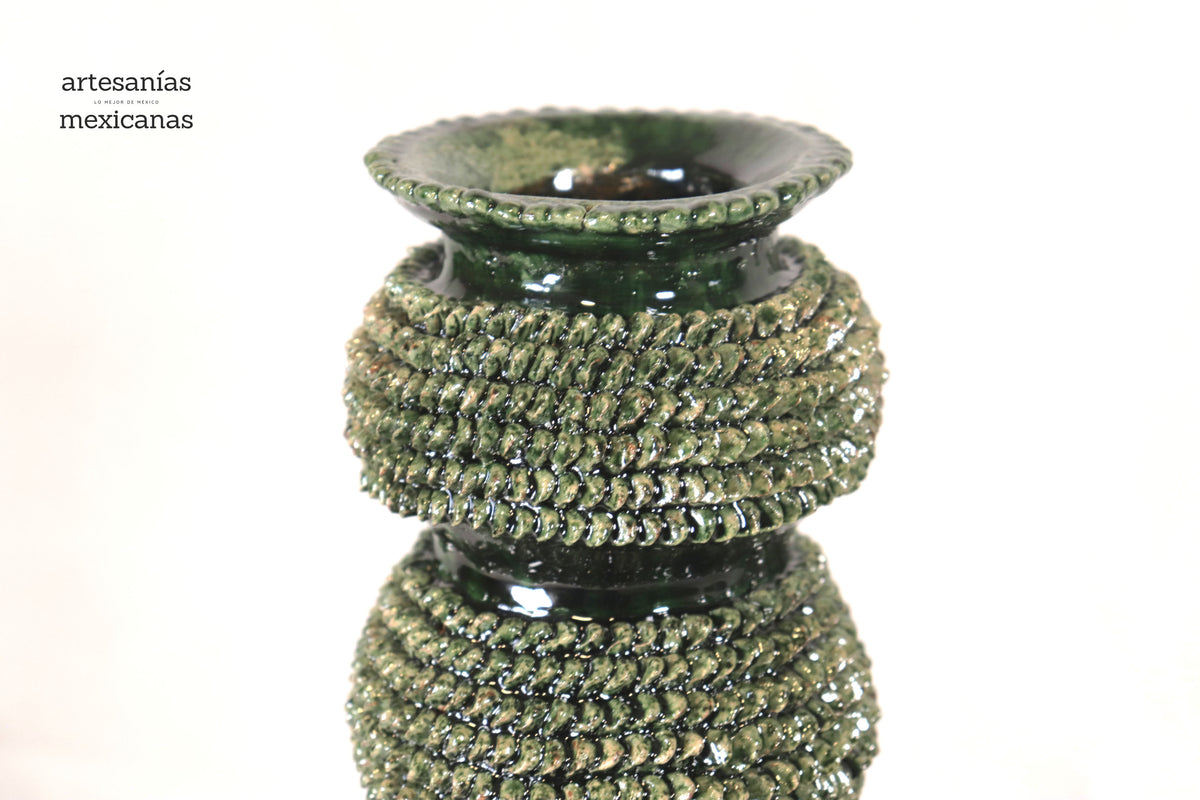 Set de 3 Candeleros verdes - Barro vidriado Candelabros