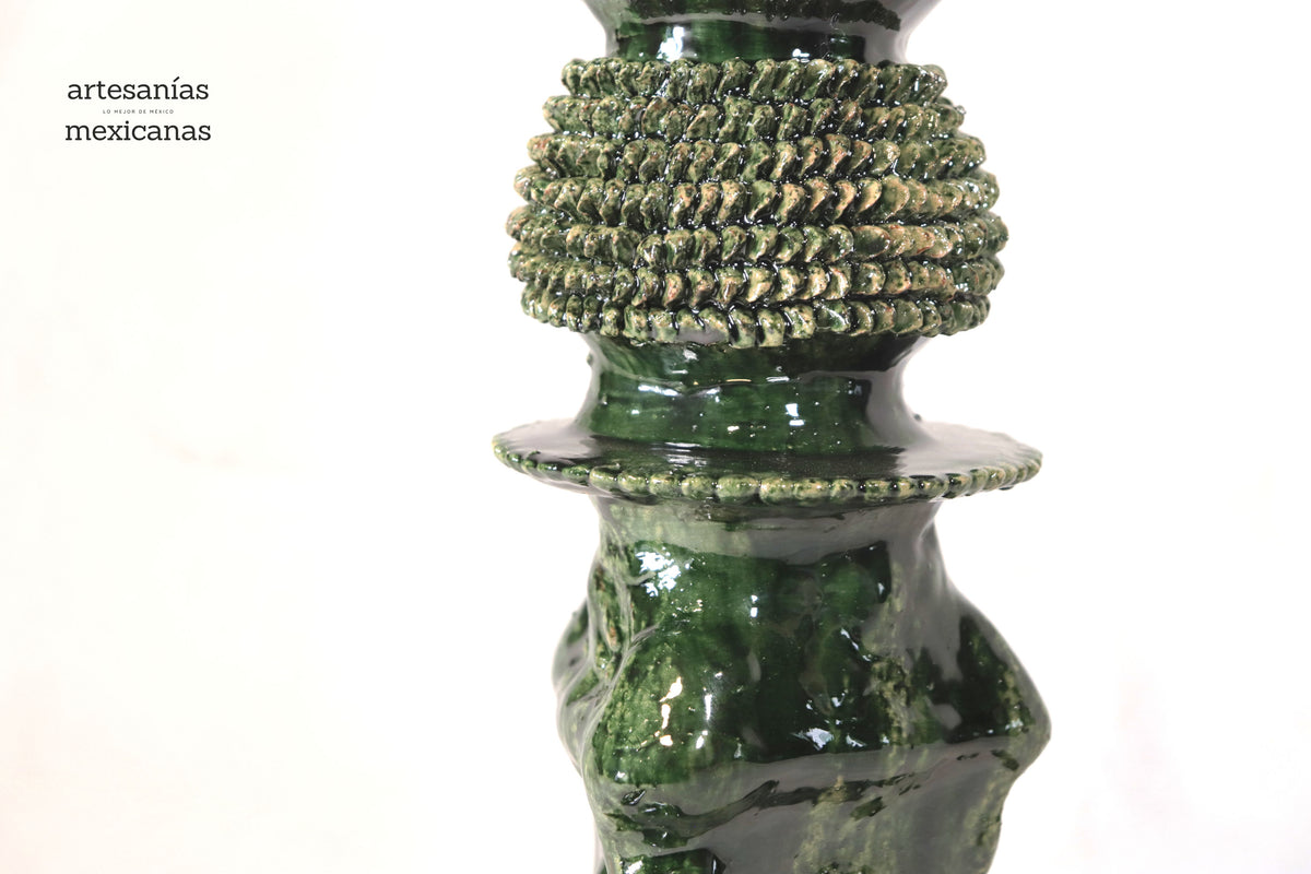 Set de 3 Candeleros verdes - Barro vidriado Candelabros