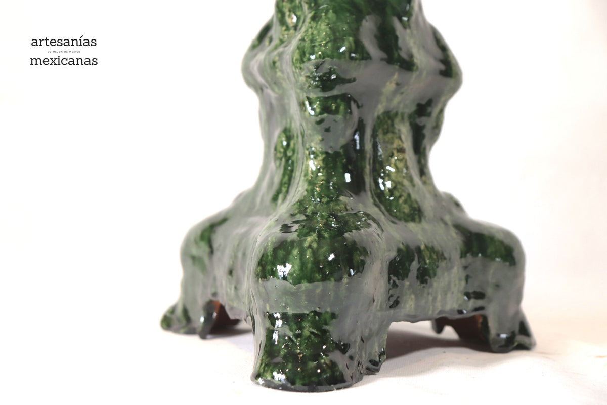 Set de 3 Candeleros verdes - Barro vidriado Candelabros