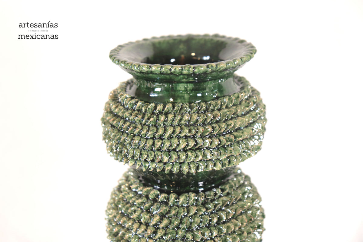 Set de 3 Candeleros verdes - Barro vidriado Candelabros