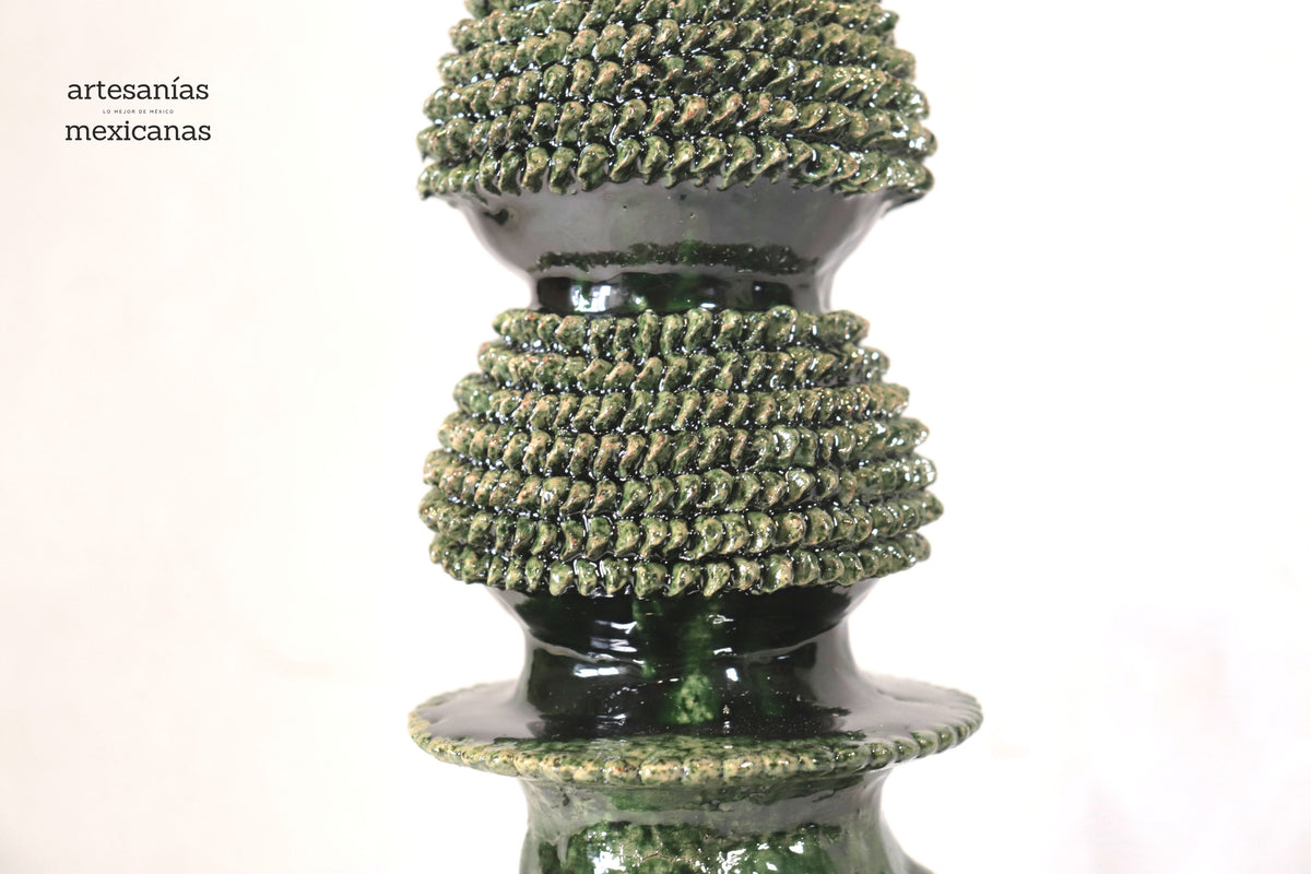 Set de 3 Candeleros verdes - Barro vidriado Candelabros